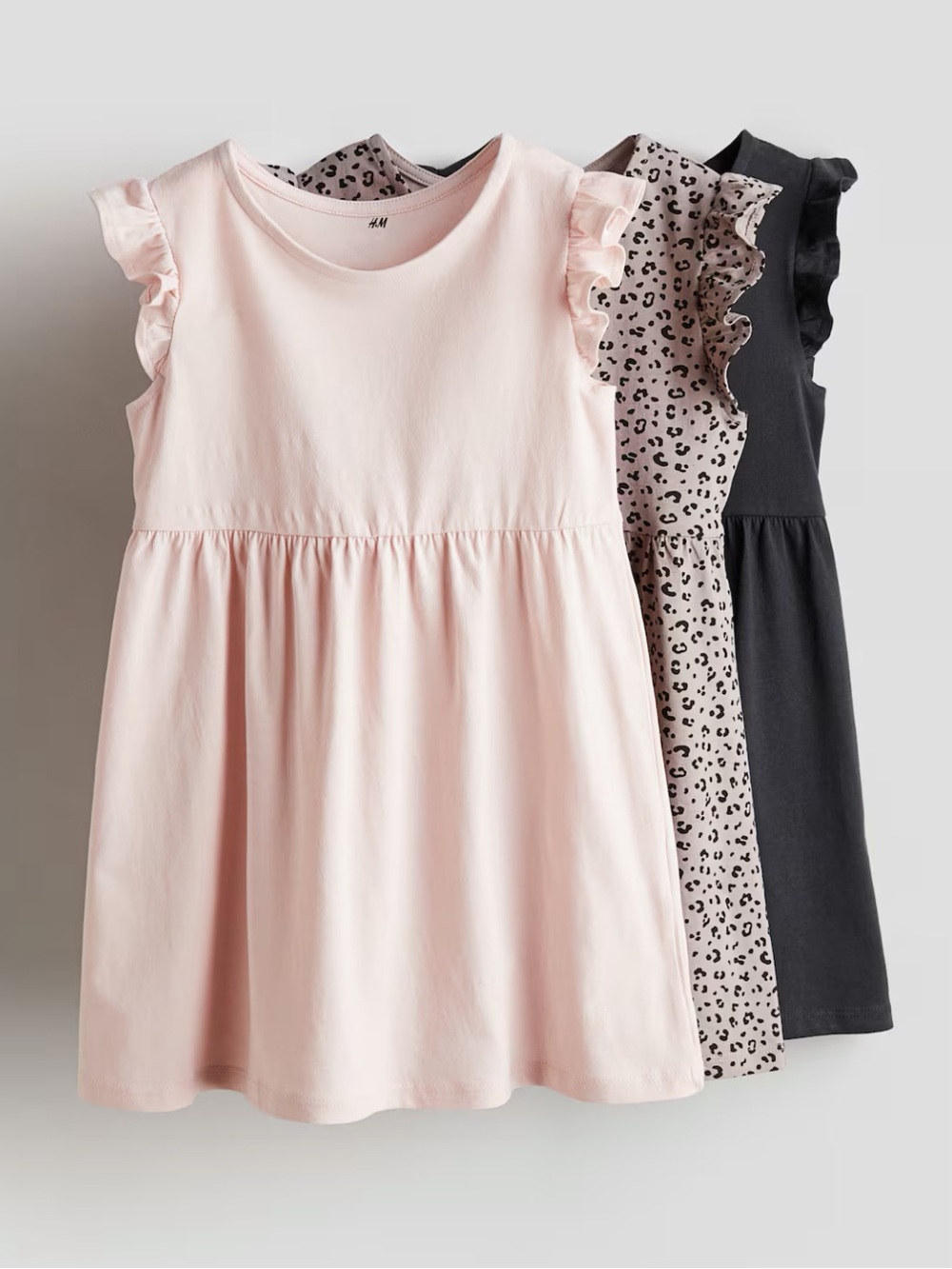 H&M Girl's 4-6 Year BUNDLE (3) Flutter Sleeve Neutral Jersey Knit Sundresses
